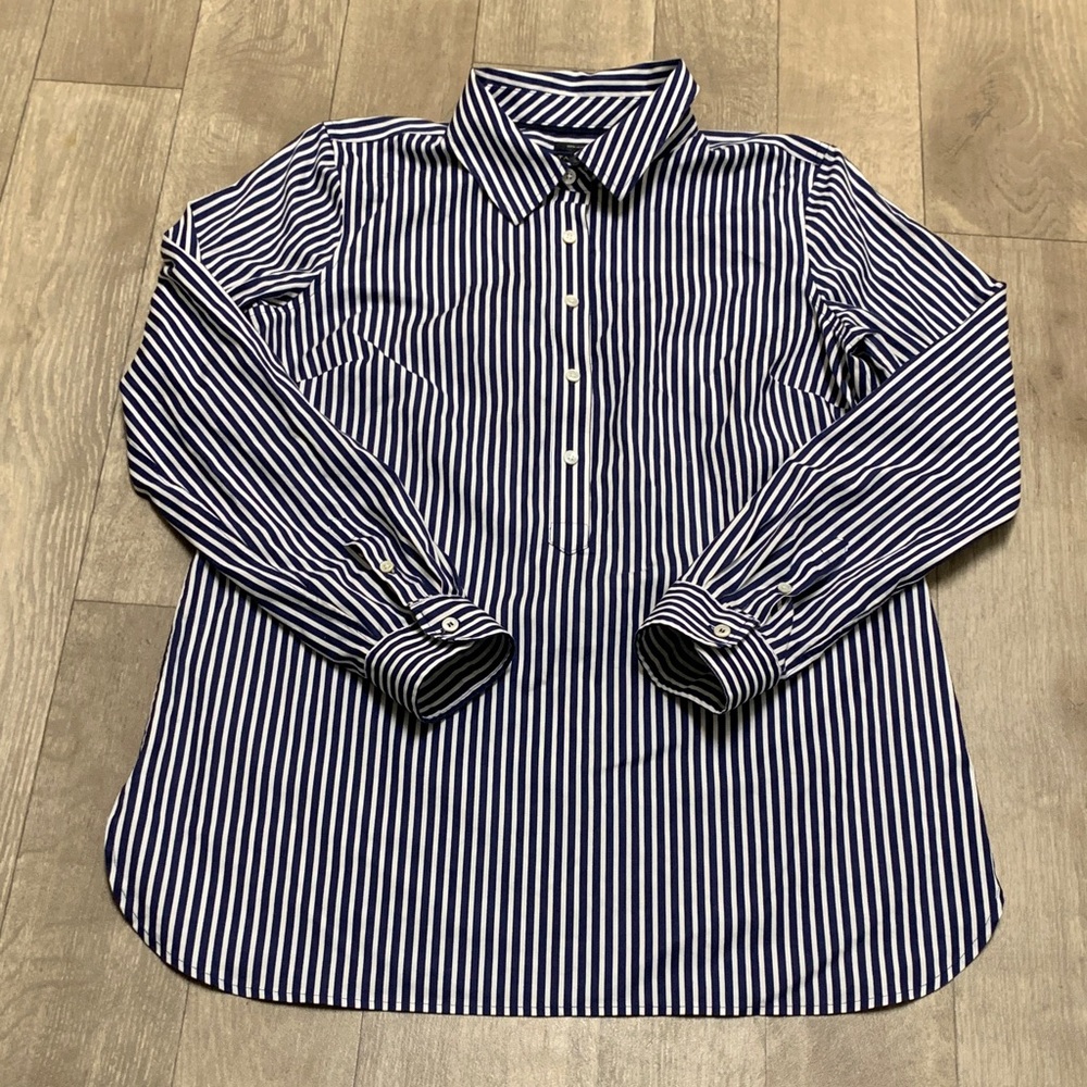 Womens Talbots Stripe Long Sleeve Popover Casual Shirt - Picture 1 of 7